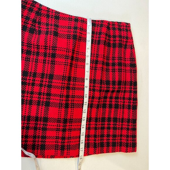 Eddie Bauer Vintage 1920 Plaid Straight & Pencil Skirt Wool Red Black Size 10P - Picture 4 of 7